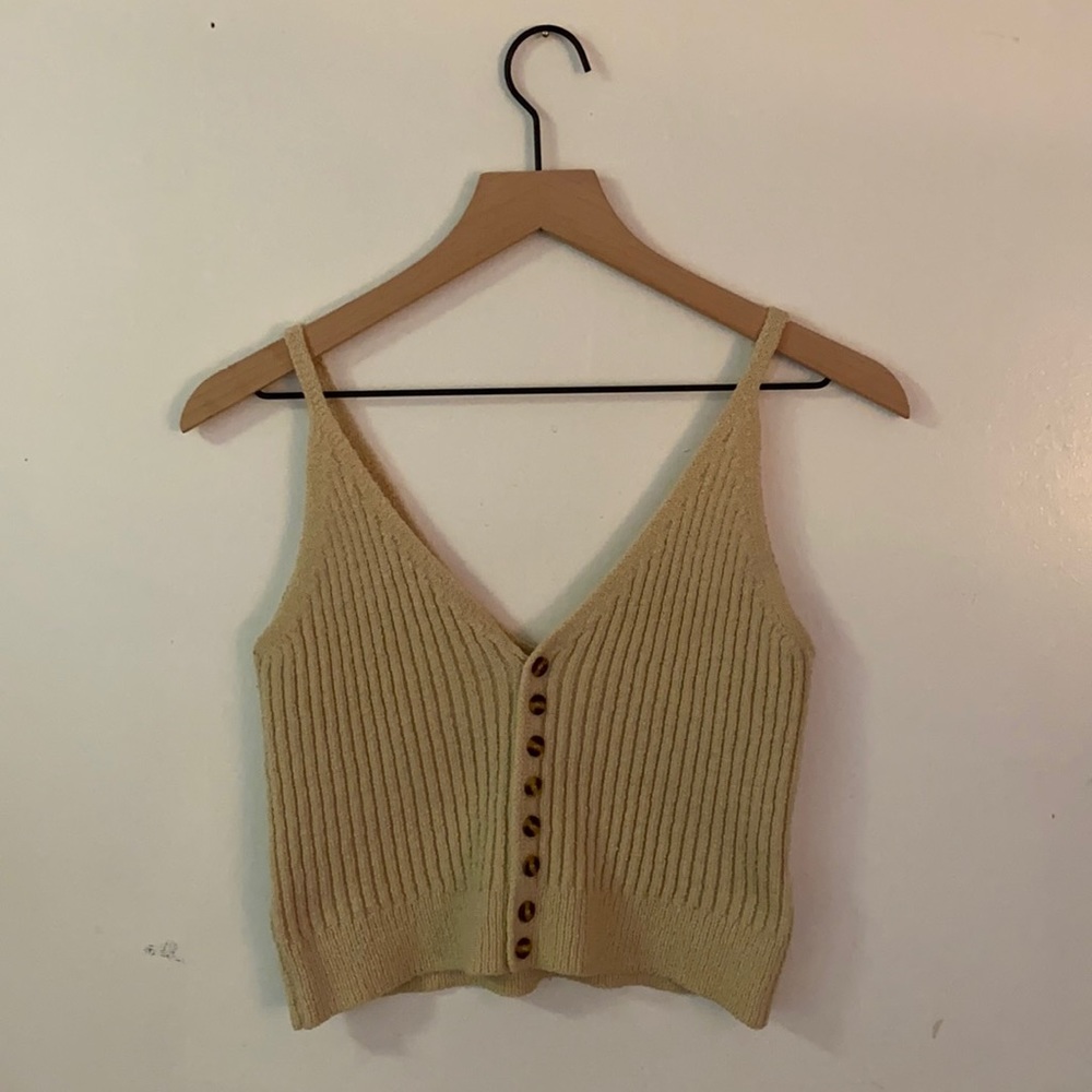 Ribbed Button-Front Cami